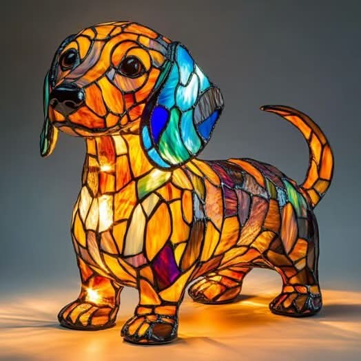Artistic LED Night Light – Shimmering Dog Breed Statue