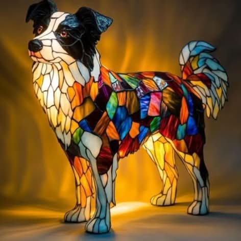 Artistic LED Night Light – Shimmering Dog Breed Statue