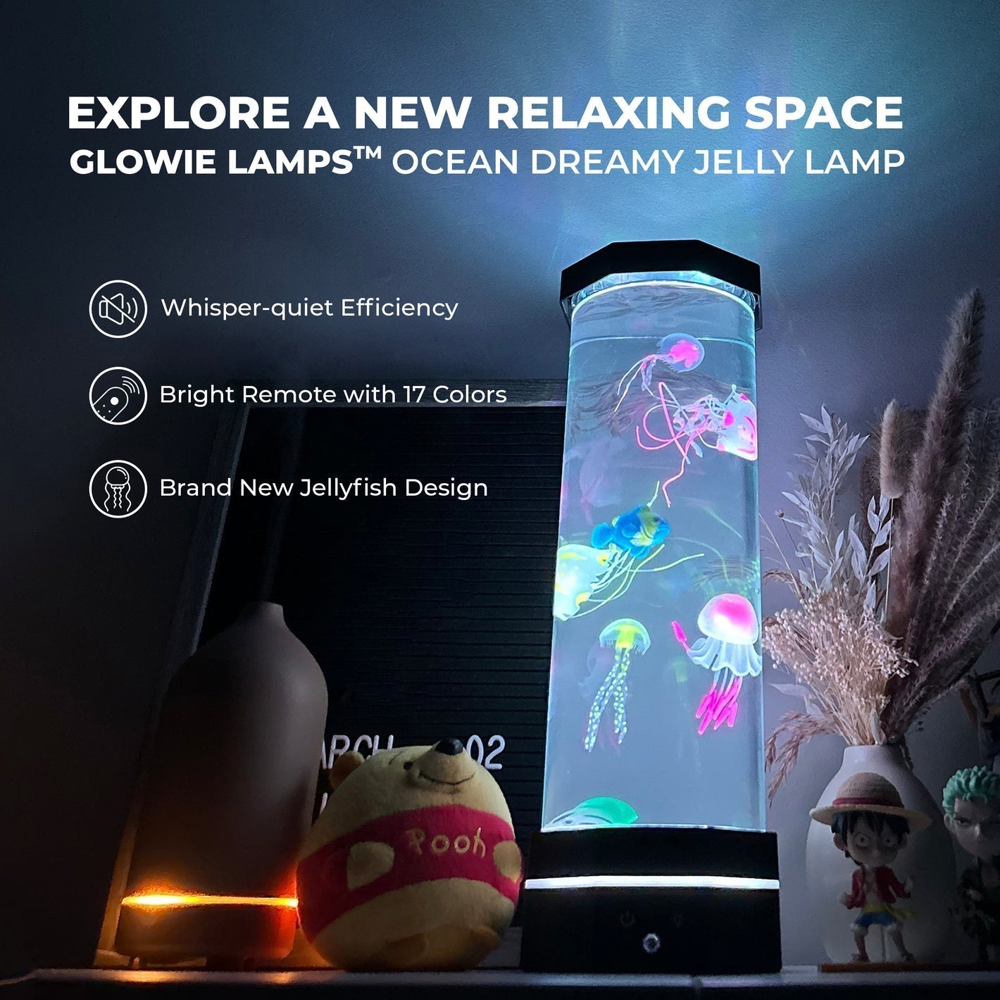 Jellyfish Aquarium Table Lamp with Color-Changing LED Lights
