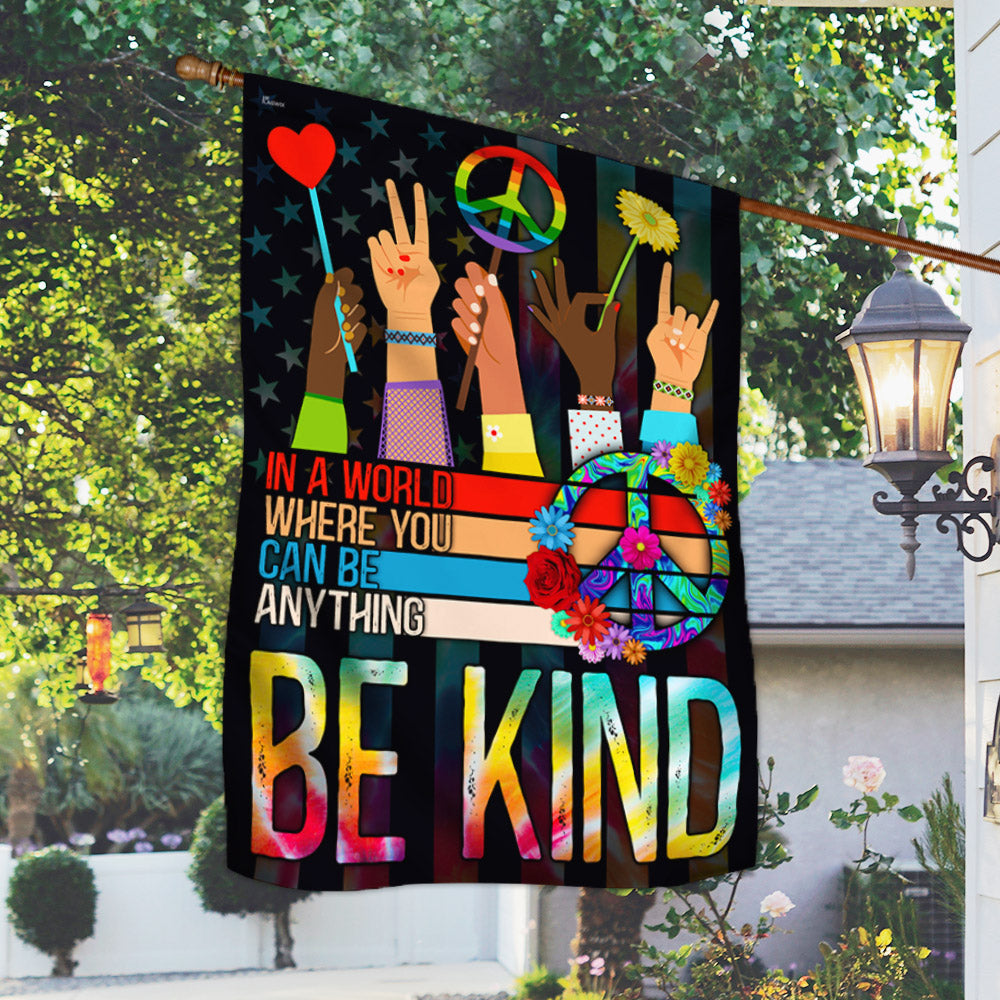 Be Kind Hippie Flag - Custom Double-Sided Canvas Decor