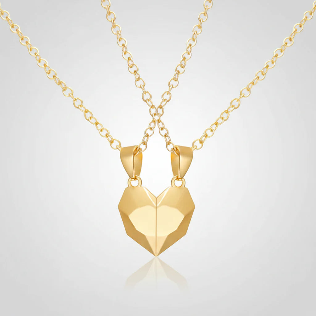 Magnetic Heart Electrocardiogram Couple Necklace