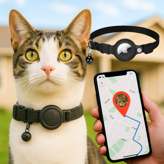 GPS Cat Tracker Collar with Quick Release and Reflective Nylon Design