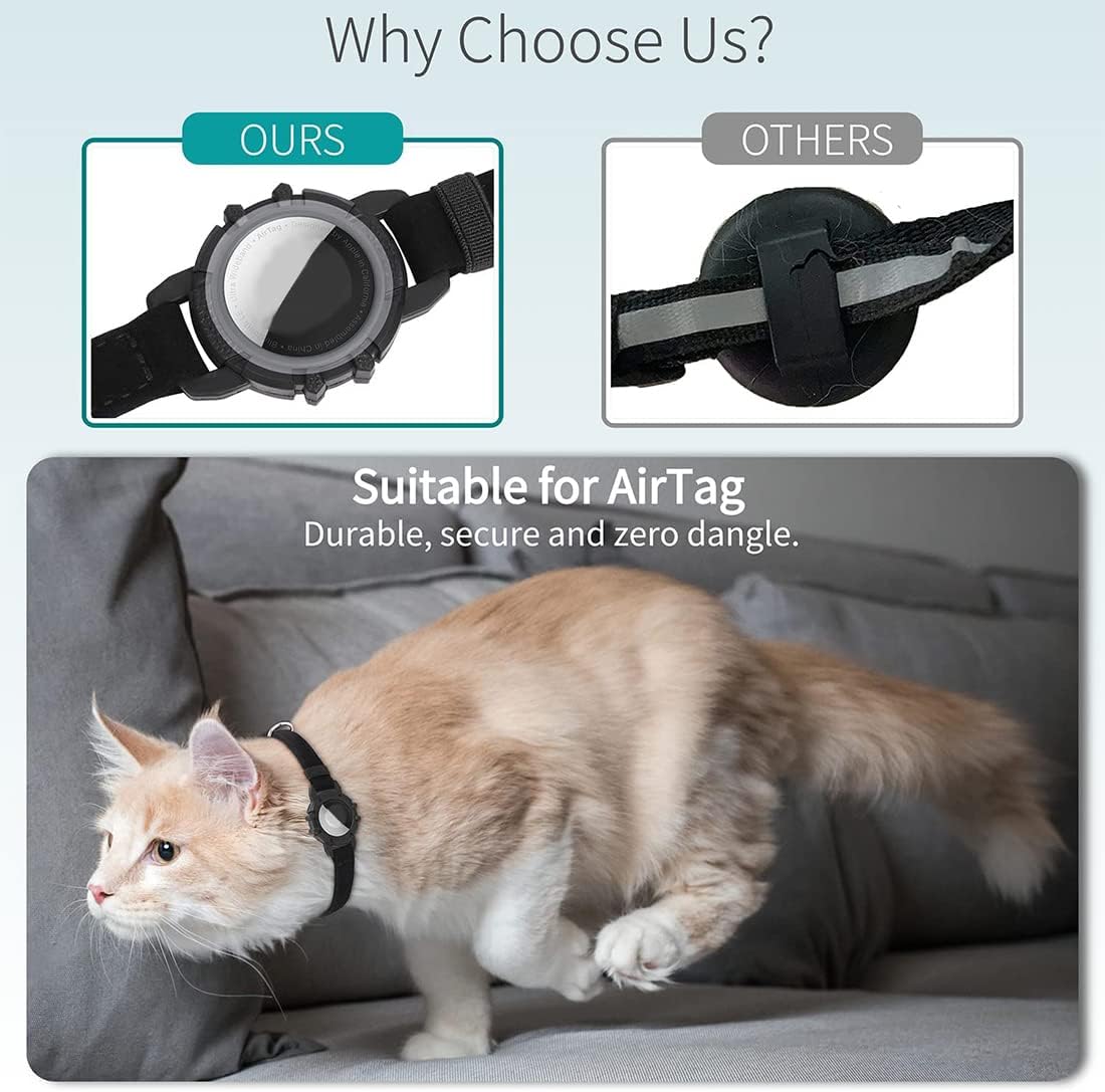 GPS Cat Tracker Collar with Quick Release and Reflective Nylon Design