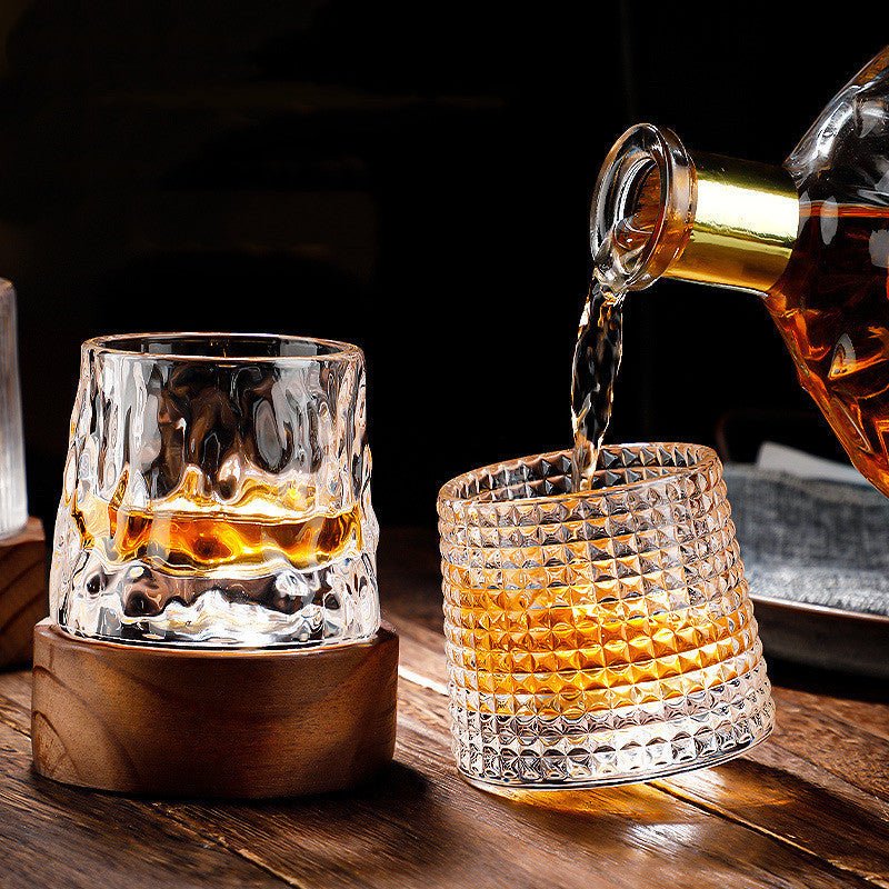 Rotating Geometric Crystal Whiskey Glasses - Set of 2