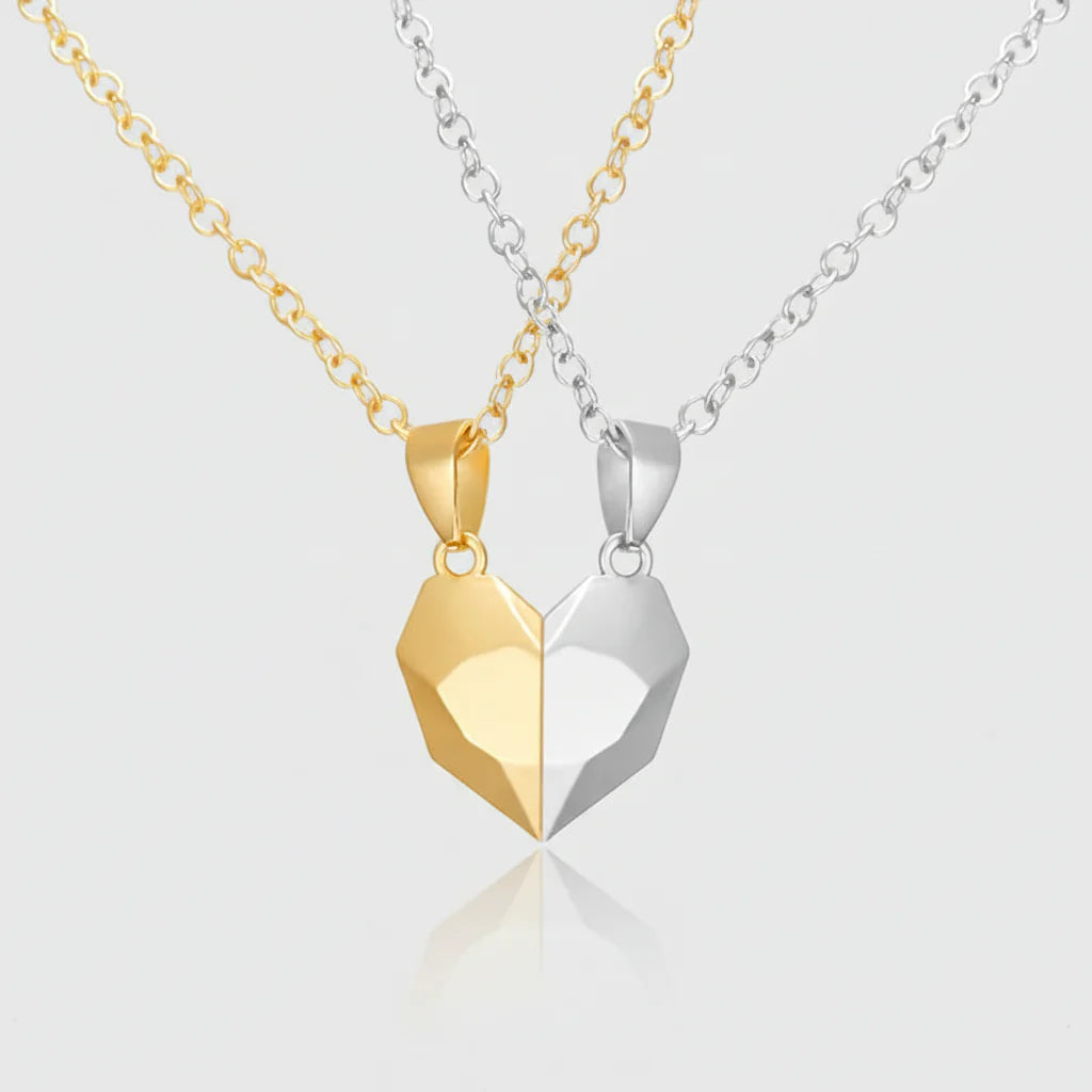Magnetic Heart Electrocardiogram Couple Necklace