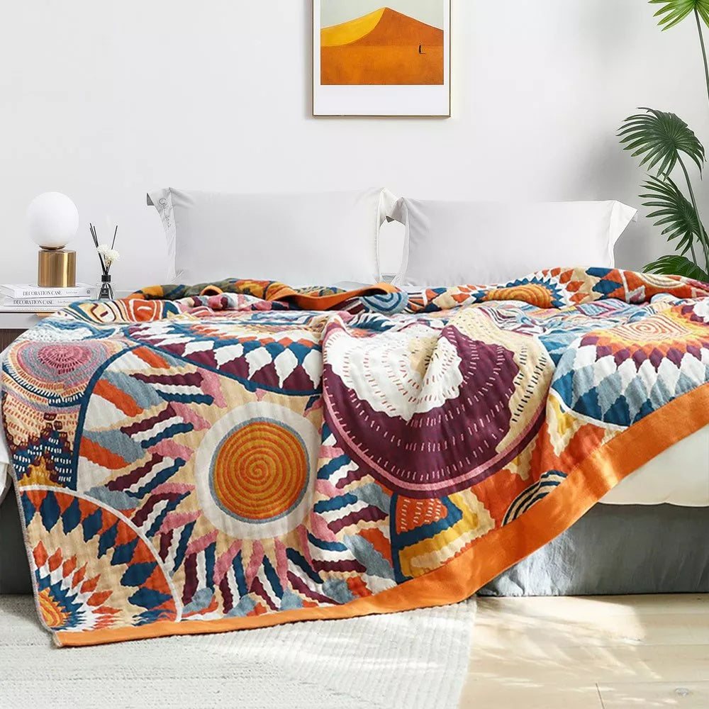 All-Season Soft Cotton Sunburst Blanket