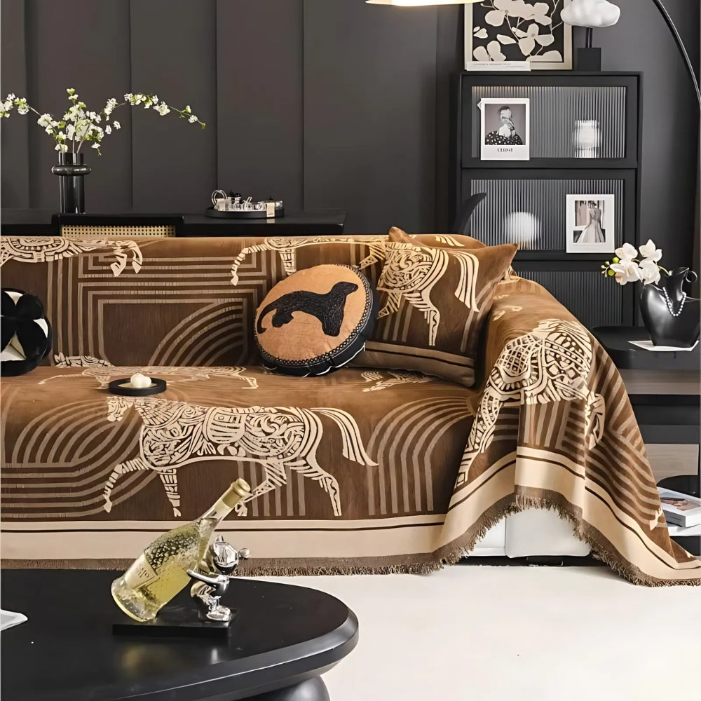 All-Season Chenille Horse Sofa Cover