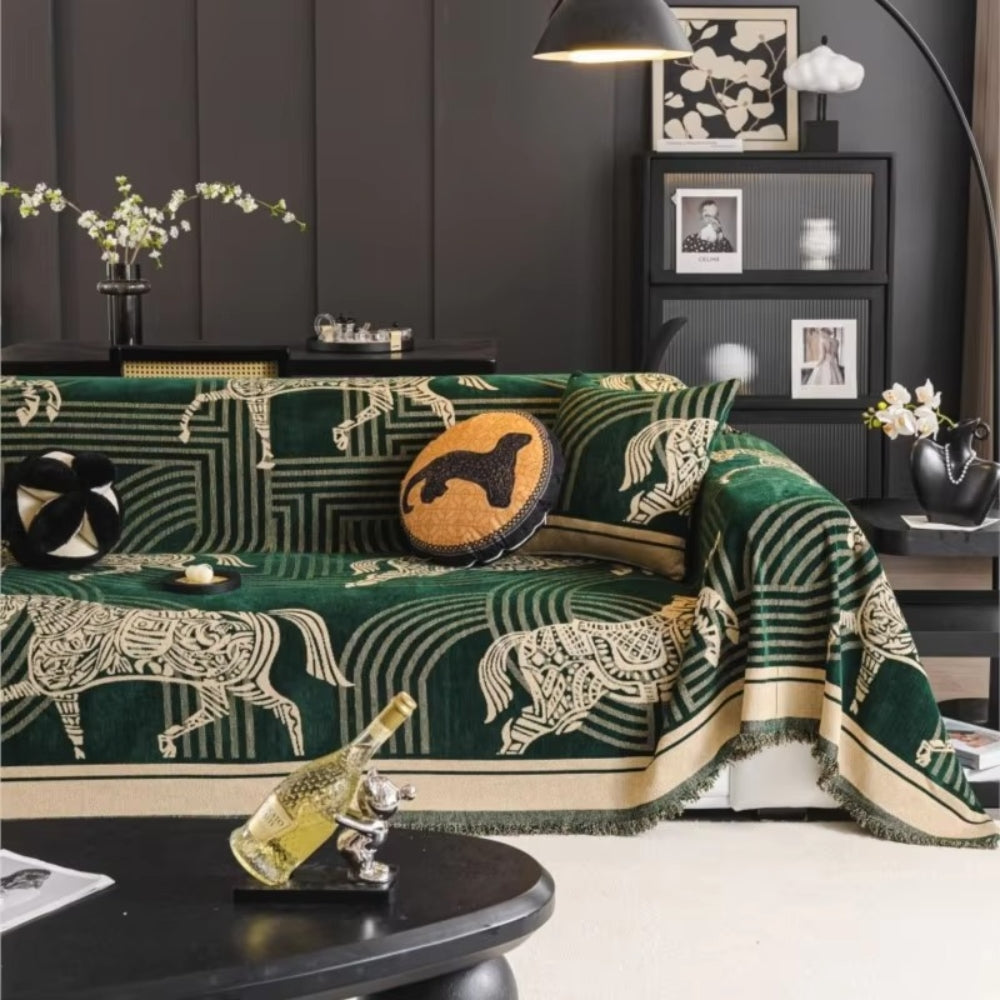All-Season Chenille Horse Sofa Cover