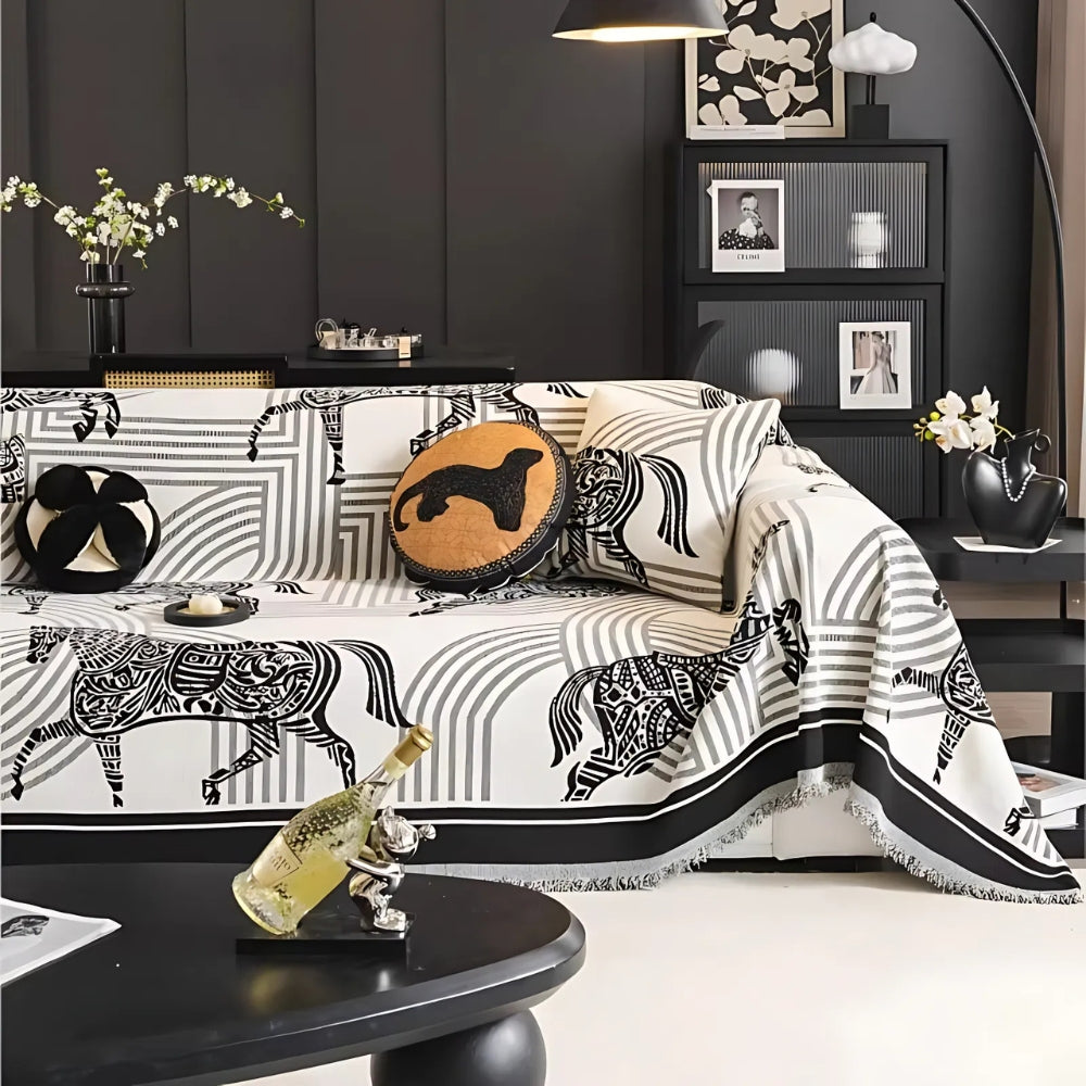 All-Season Chenille Horse Sofa Cover
