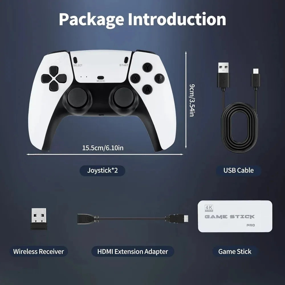 Wireless Retro HDMI Game Console with 20,000 Built-in Games and Dual Controllers