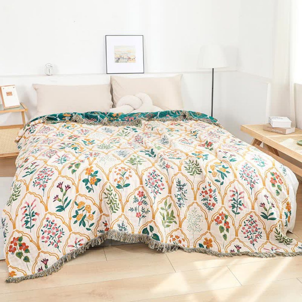 Reversible Floral Cotton Blanket