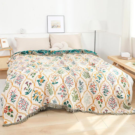 Reversible Floral Cotton Blanket
