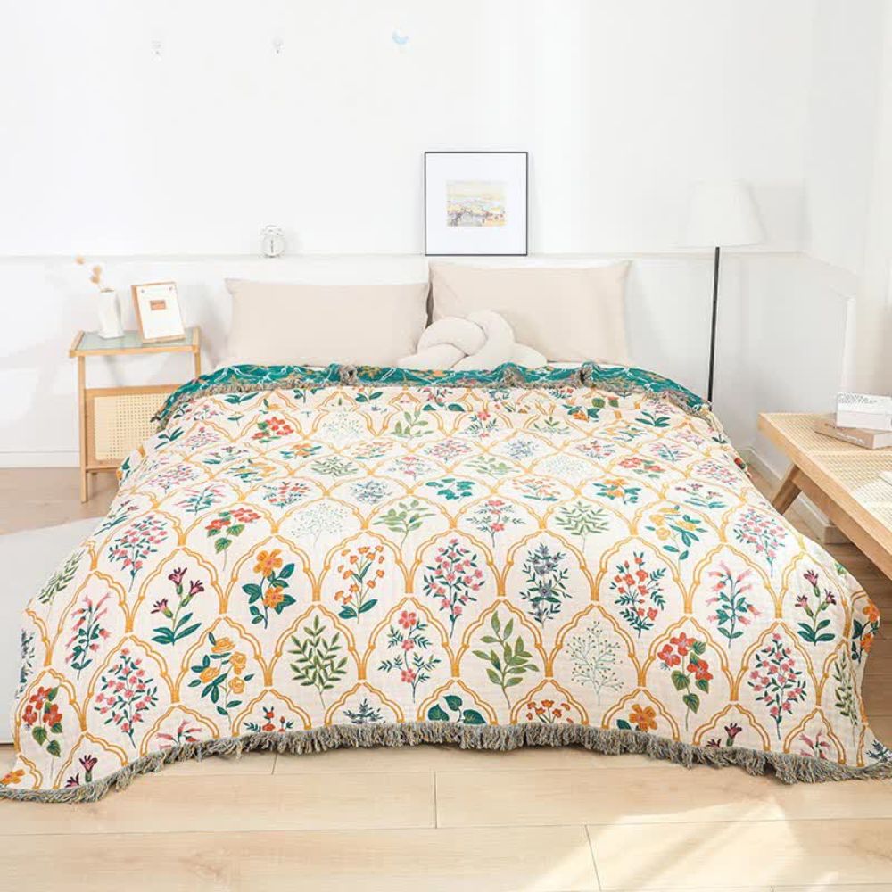 Reversible Floral Cotton Blanket