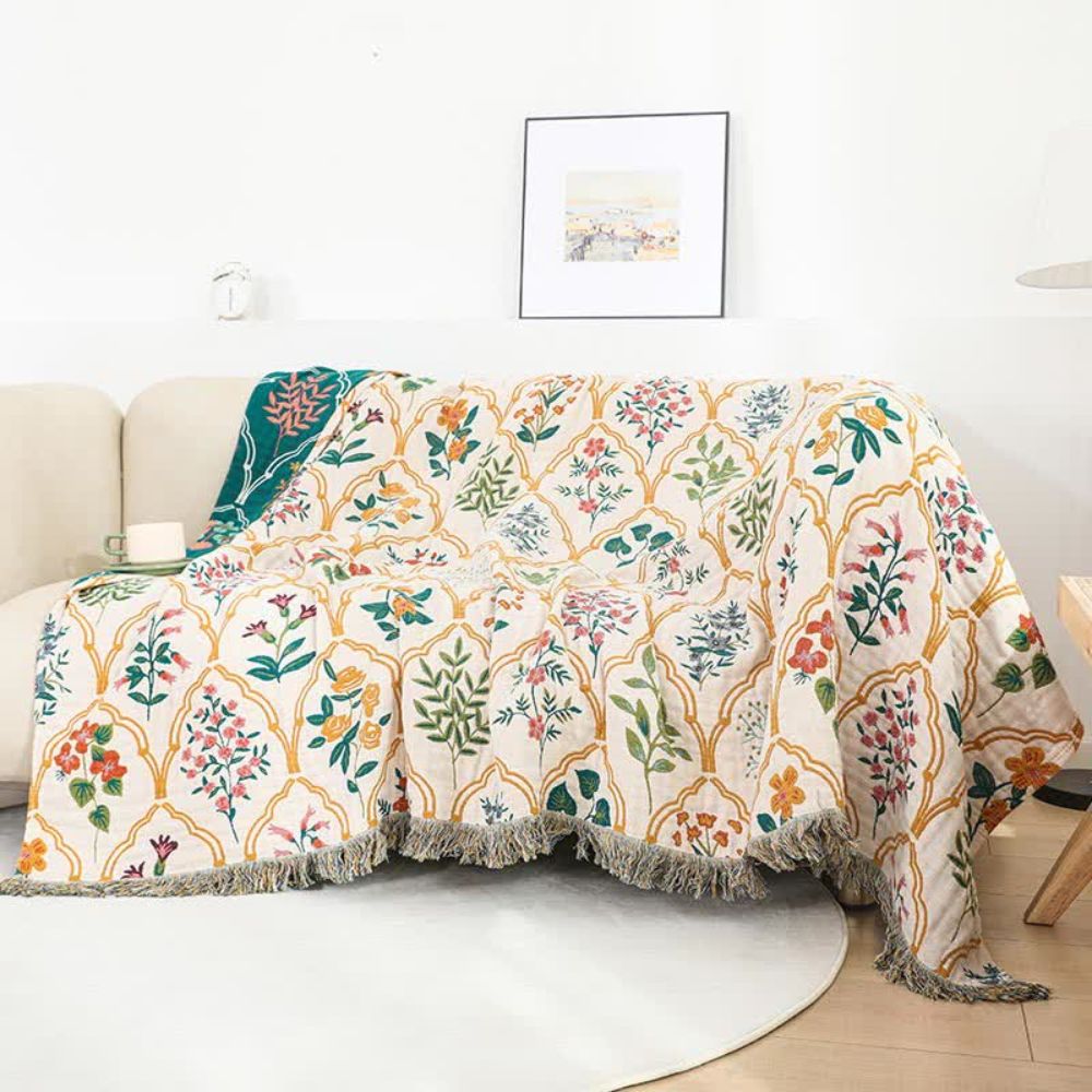 Reversible Floral Cotton Blanket
