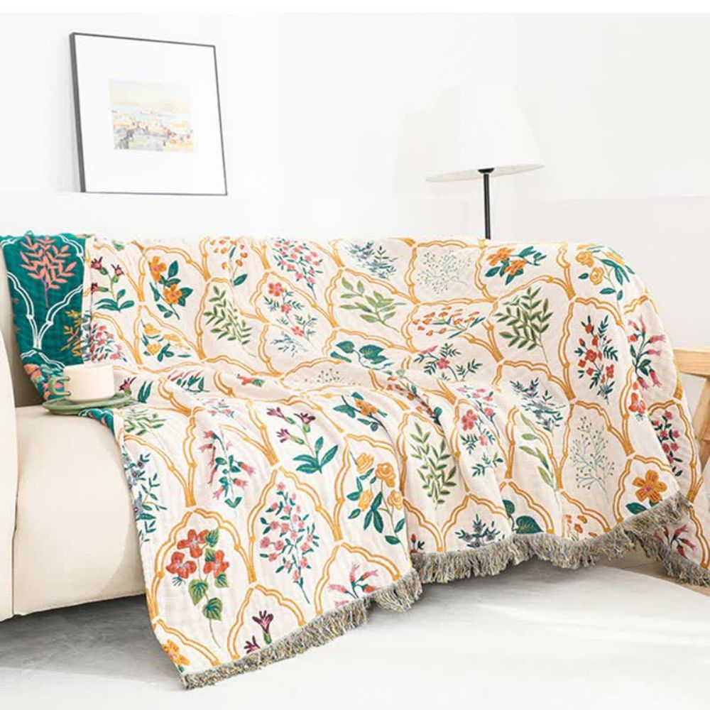 Reversible Floral Cotton Blanket