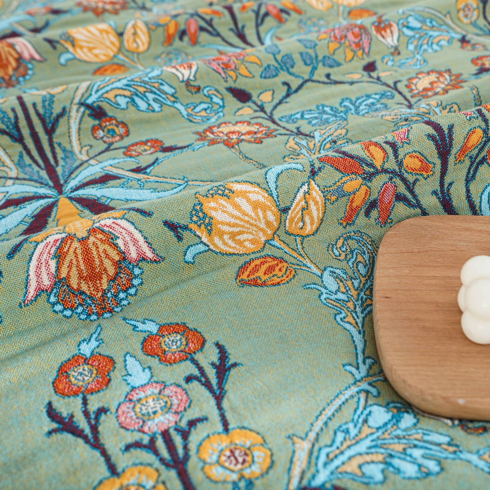 Reversible Floral Cotton Blanket with Tassels