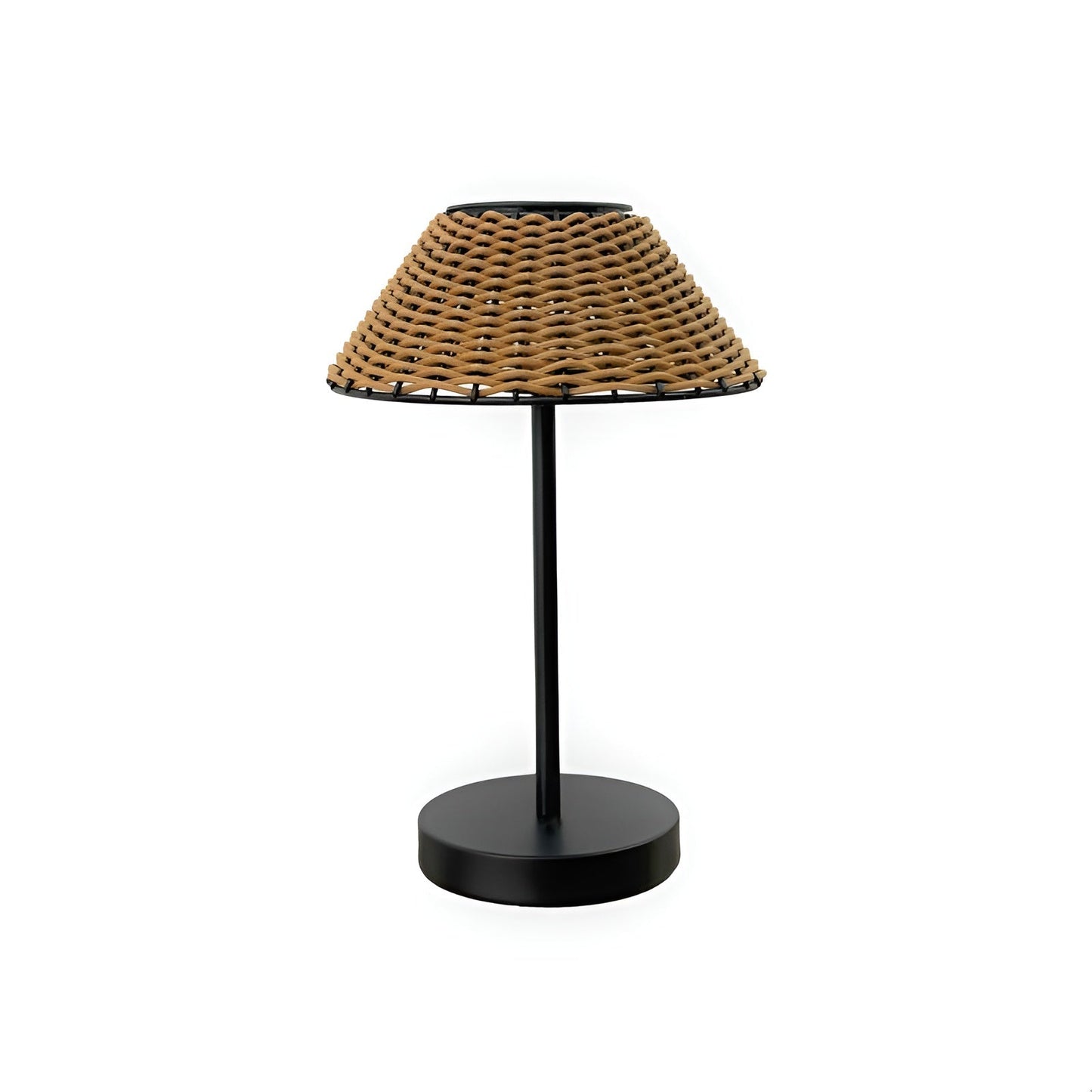 Solar-Powered Woven Table Lamp - Weatherproof Outdoor Lighting