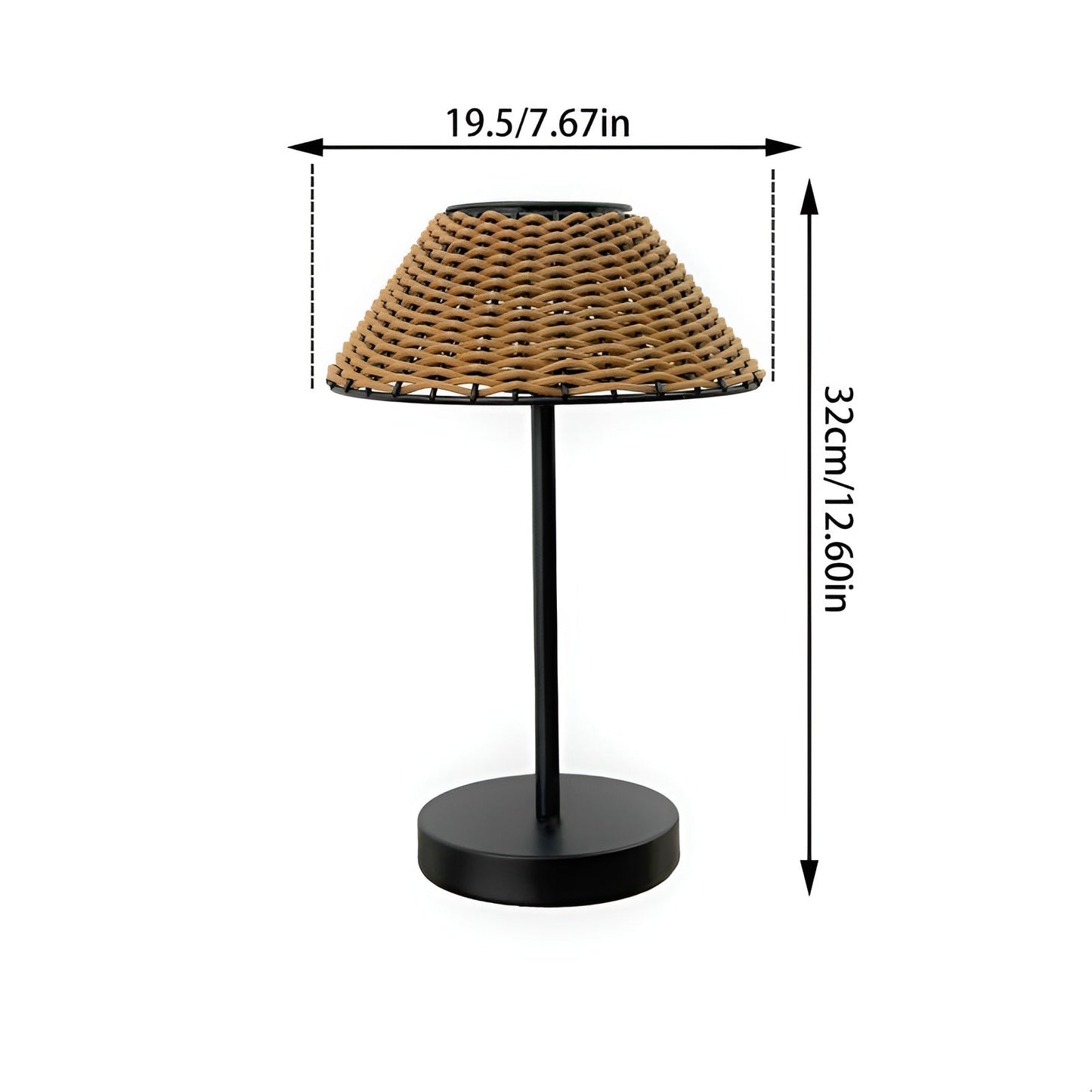 Solar-Powered Woven Table Lamp - Weatherproof Outdoor Lighting