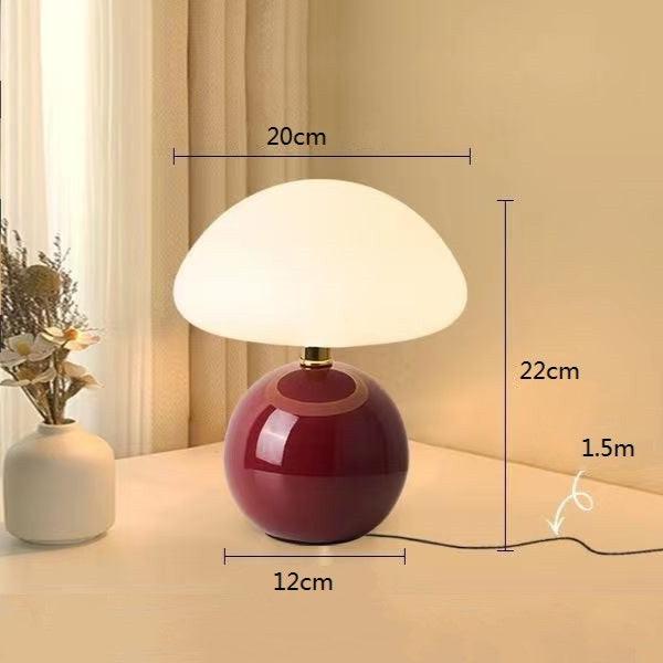 French Cream Mushroom Table Lamp with Adjustable LED Lighting