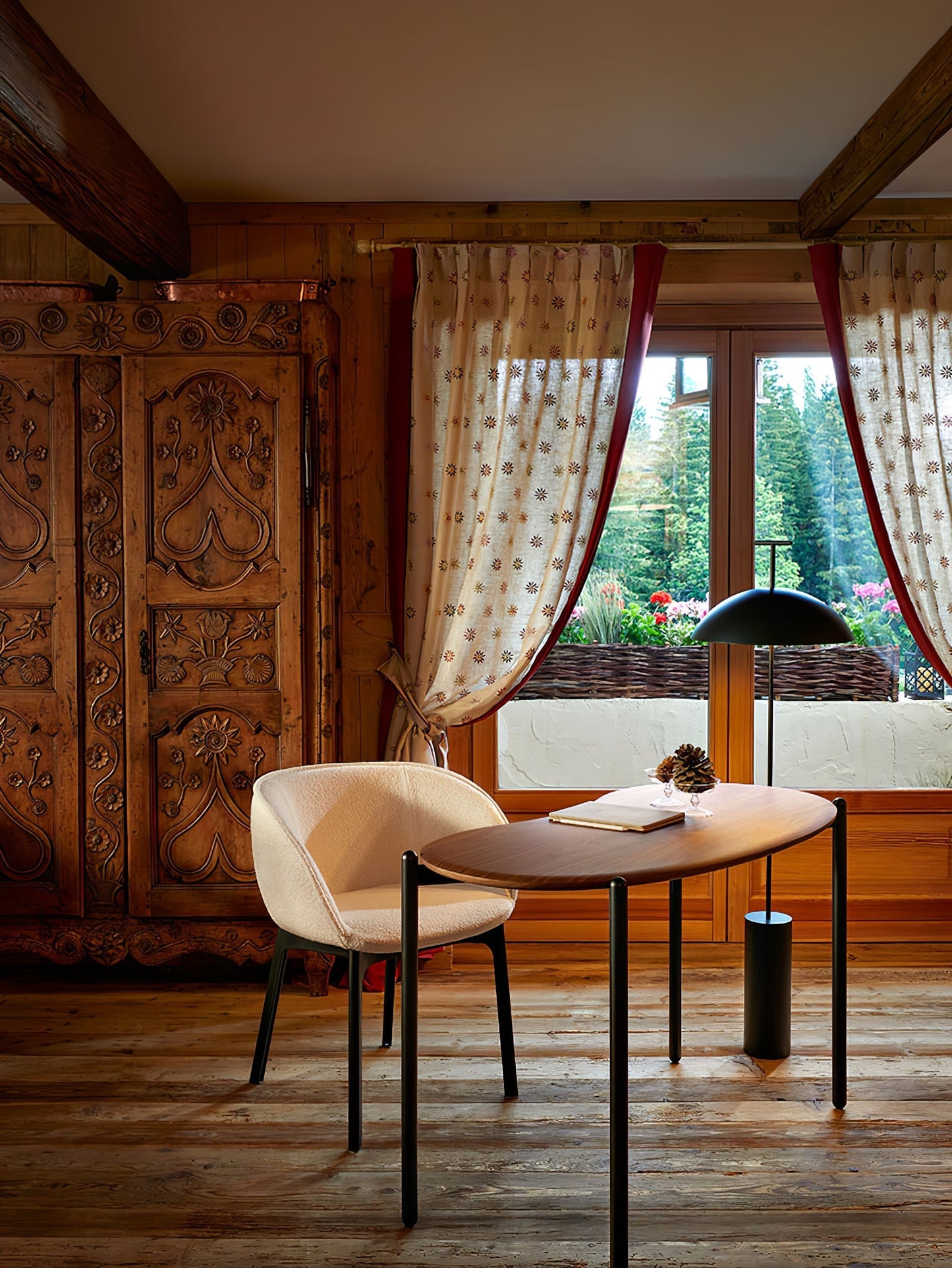 Modern Wood Floor Lamp with 15.7-Inch Shade