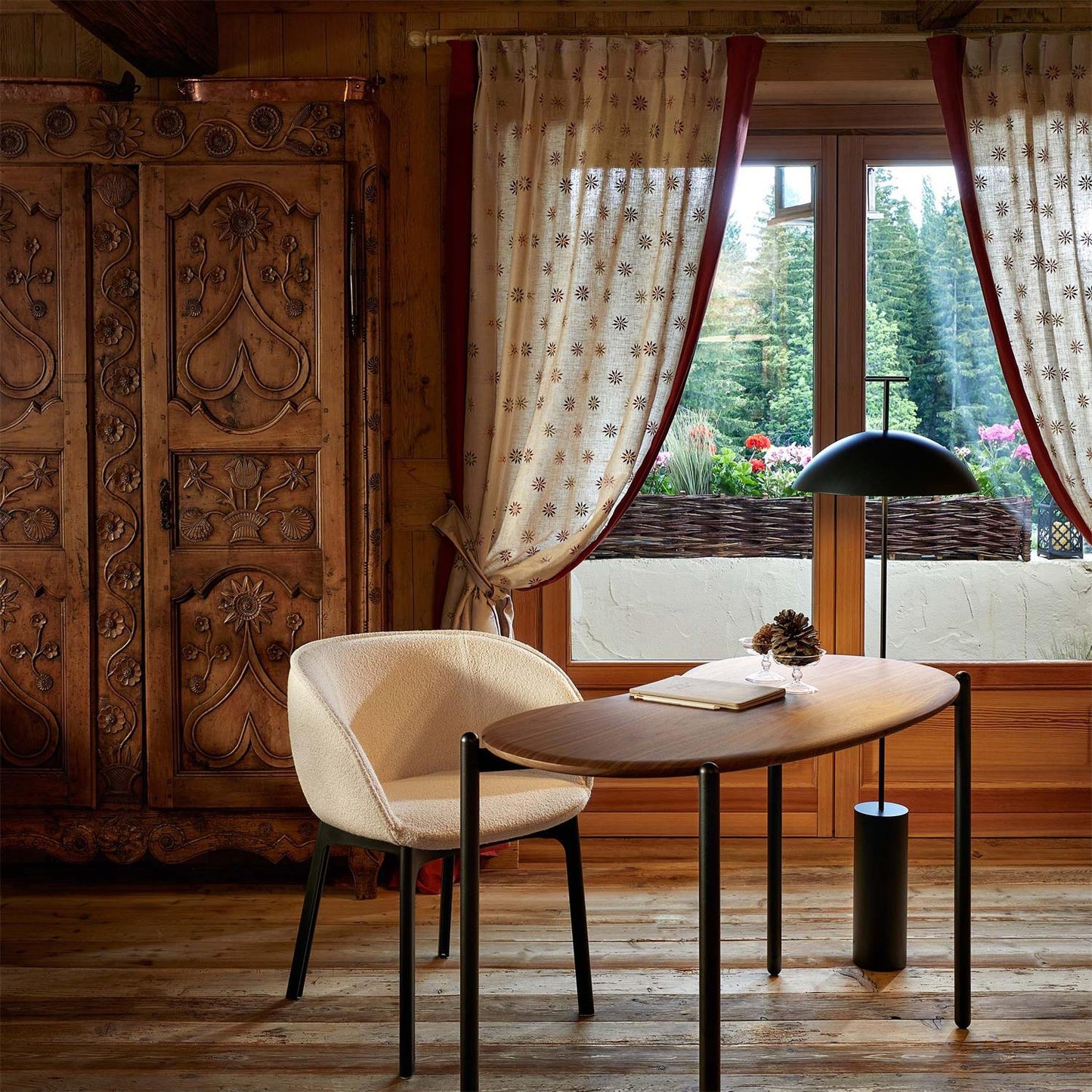 Modern Wood Floor Lamp with 15.7-Inch Shade