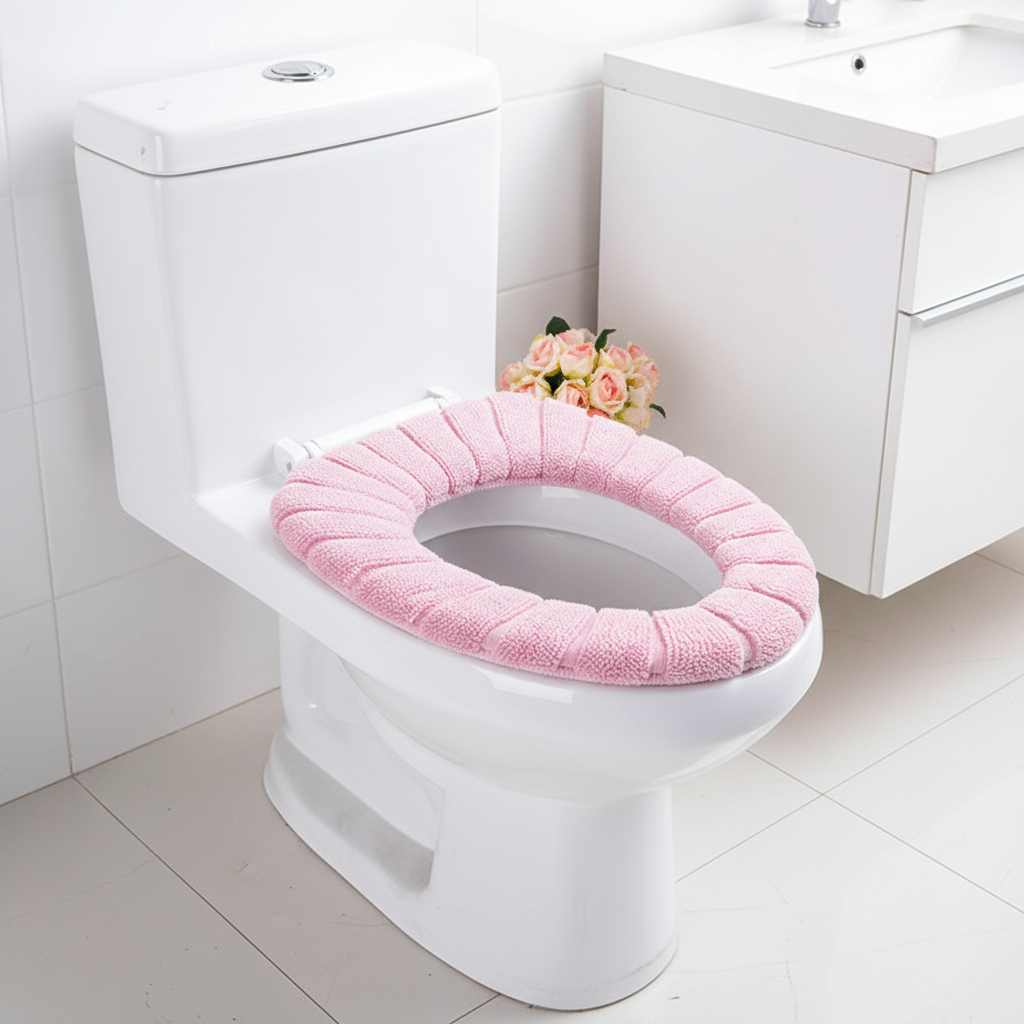 Padded Polyester Toilet Seat Cover for Instant Warmth