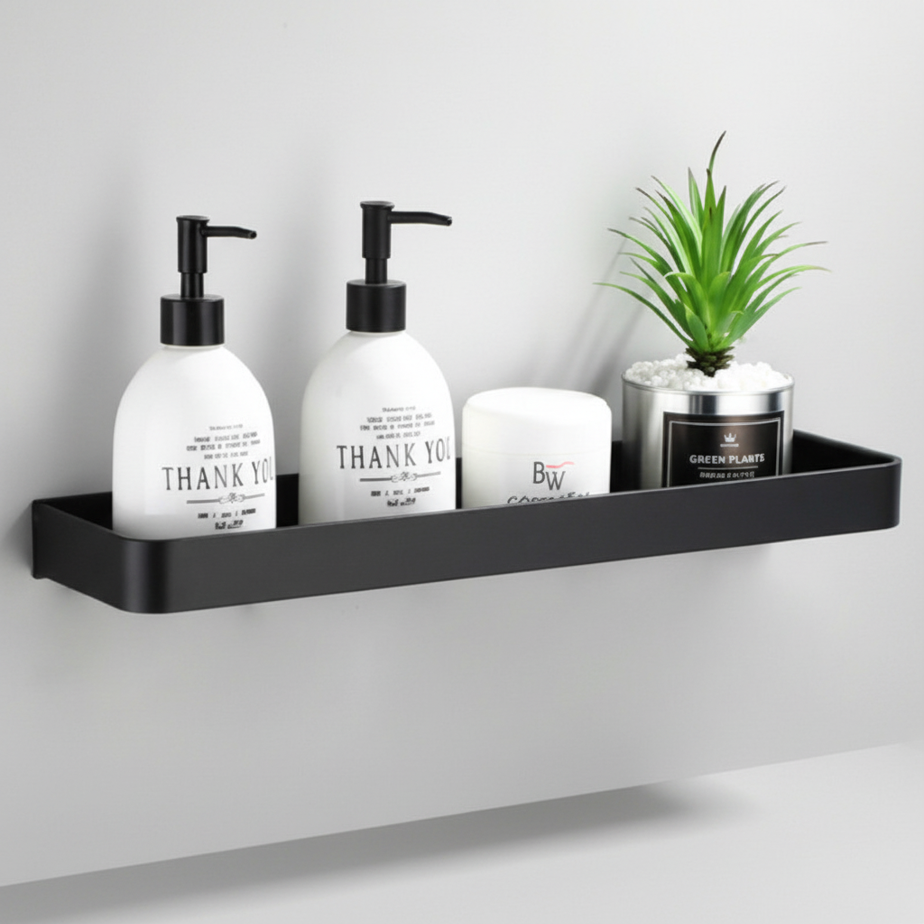 Rust-Resistant Corner Bathroom Shelf with Hooks and Rod