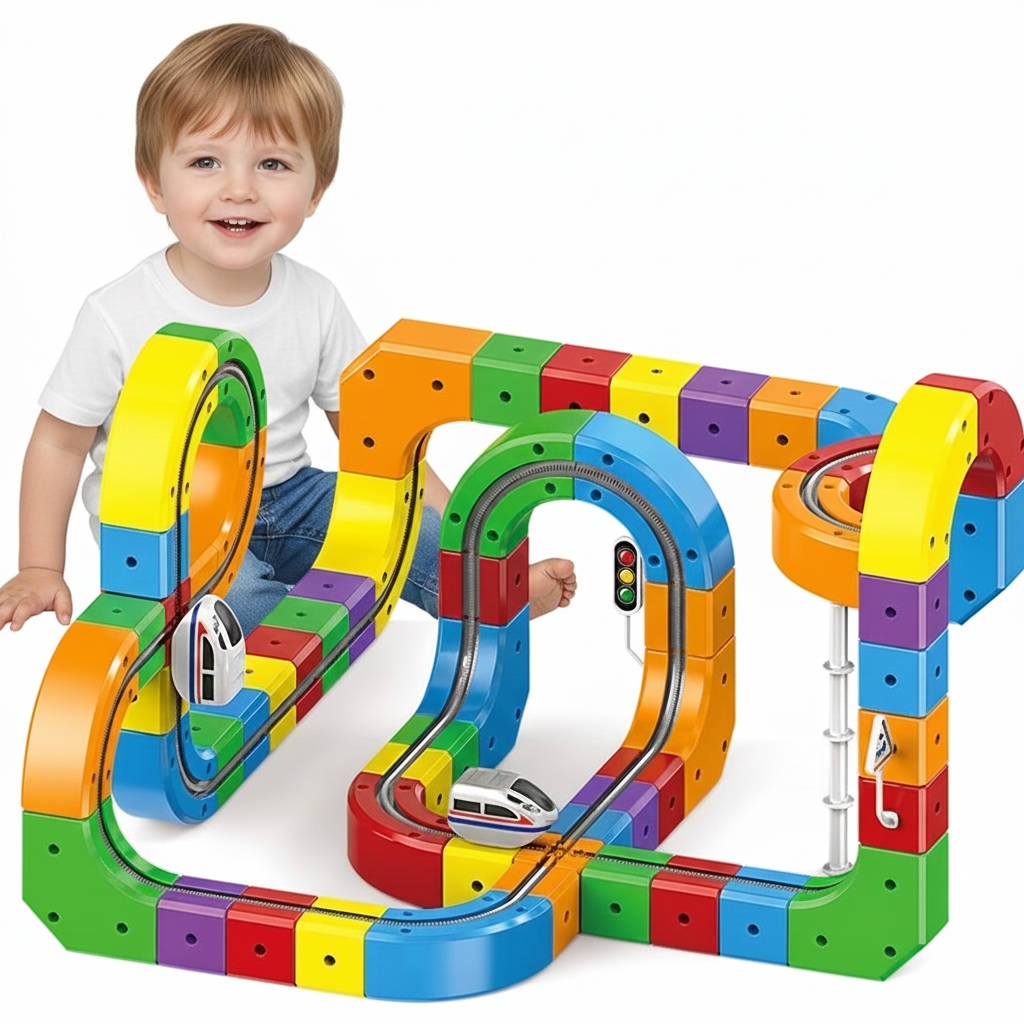 Magnetic Train Track Building Set with Rechargeable Electric Train