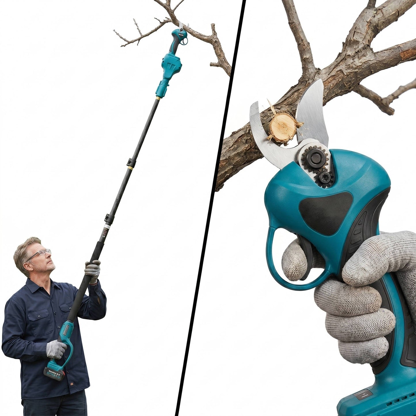 Cordless Electric Pruning Shears with 15ft Telescoping Pole