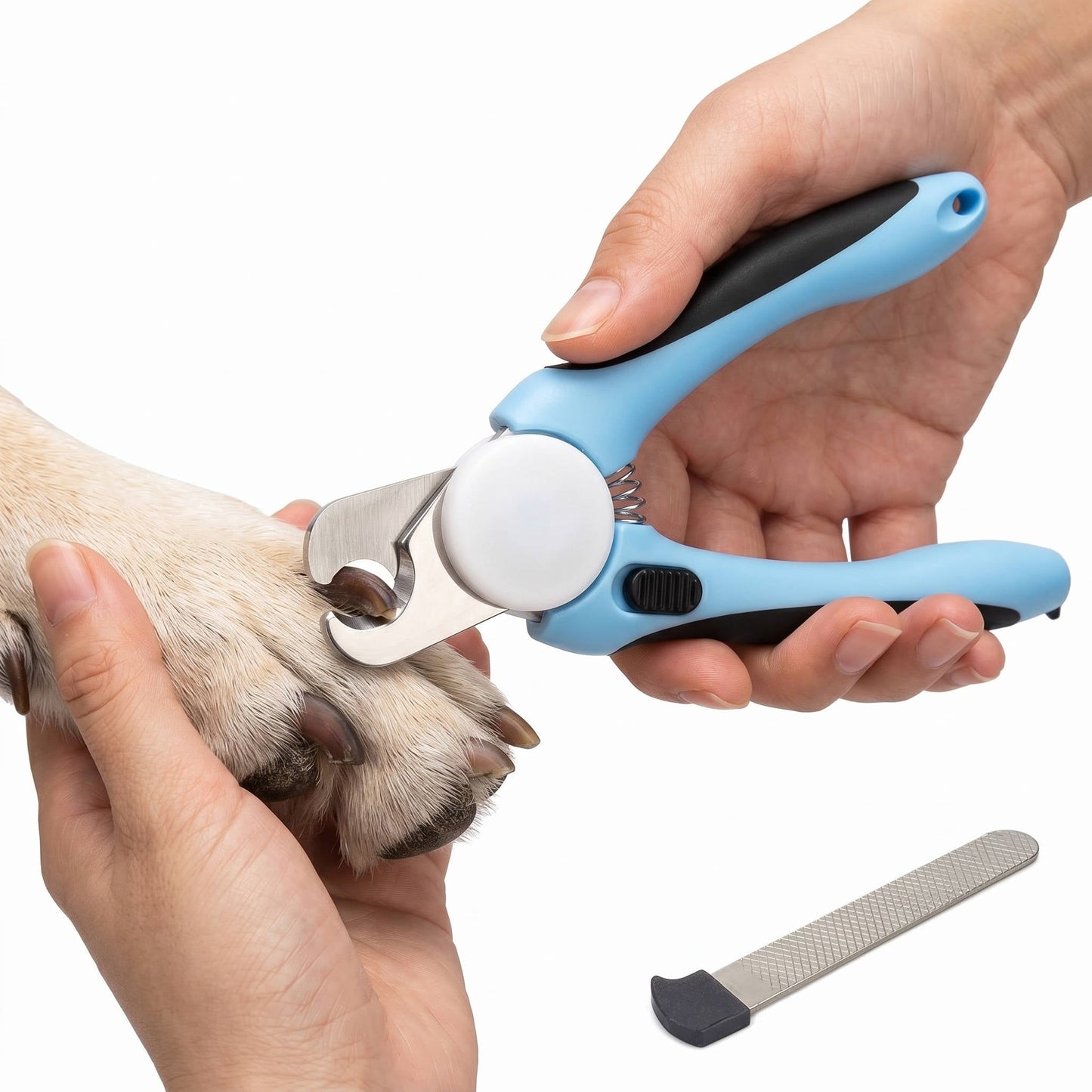 Stainless Steel Pet Nail Clippers with Safety Guard and Built-In File for Dogs and Cats