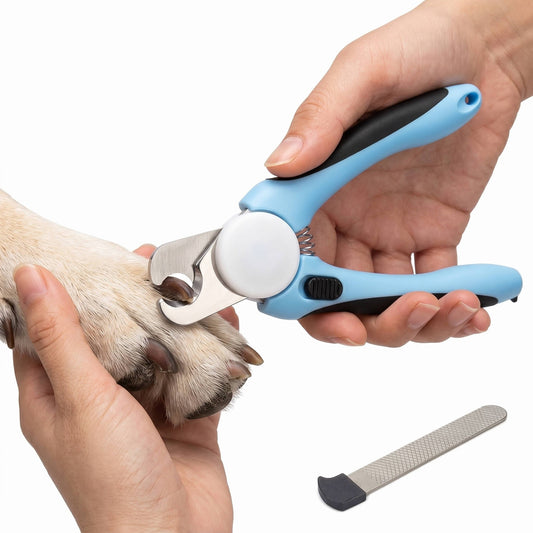 Stainless Steel Pet Nail Clippers with Safety Guard and Built-In File for Dogs and Cats