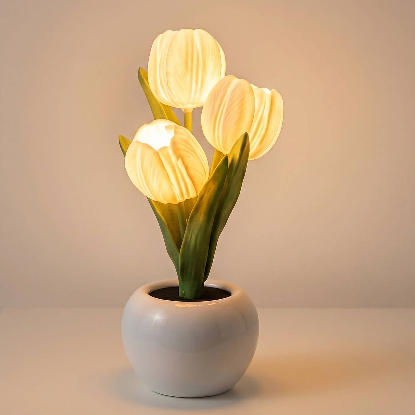 LED Color Changing Tulip Night Light with Ceramic Vase