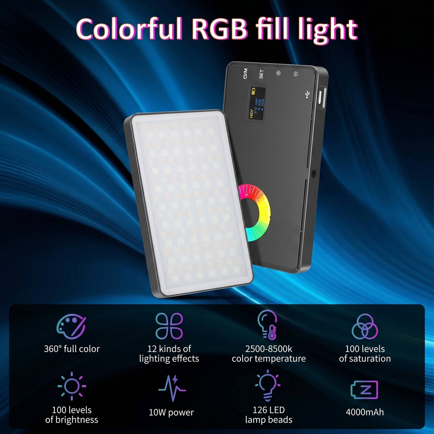 USB Rechargeable RGB Photography Light for Live Streaming and Vlogging
