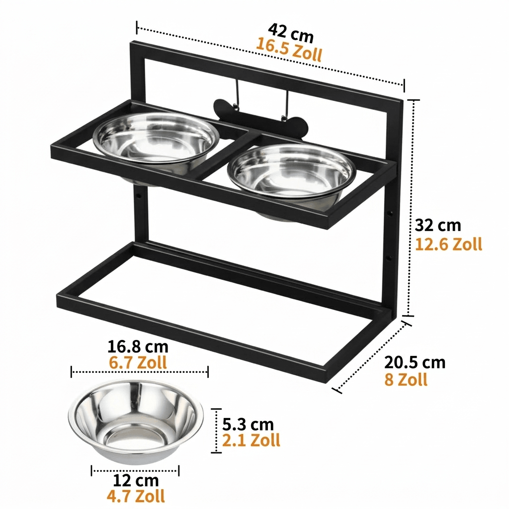 Ergonomic Raised Feeding Station for Large Dogs with Stainless Steel Bowls