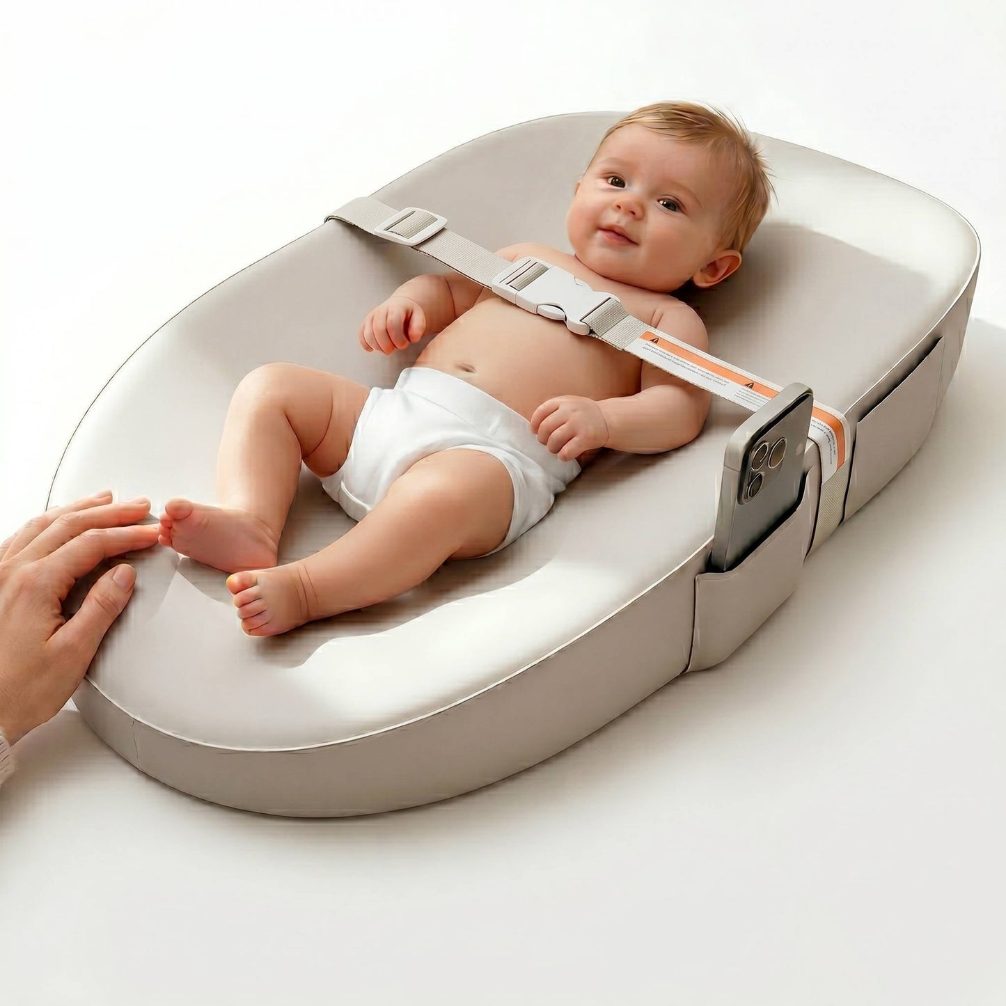 Waterproof Baby Changing Pad with Phone Holder and Safety Belt