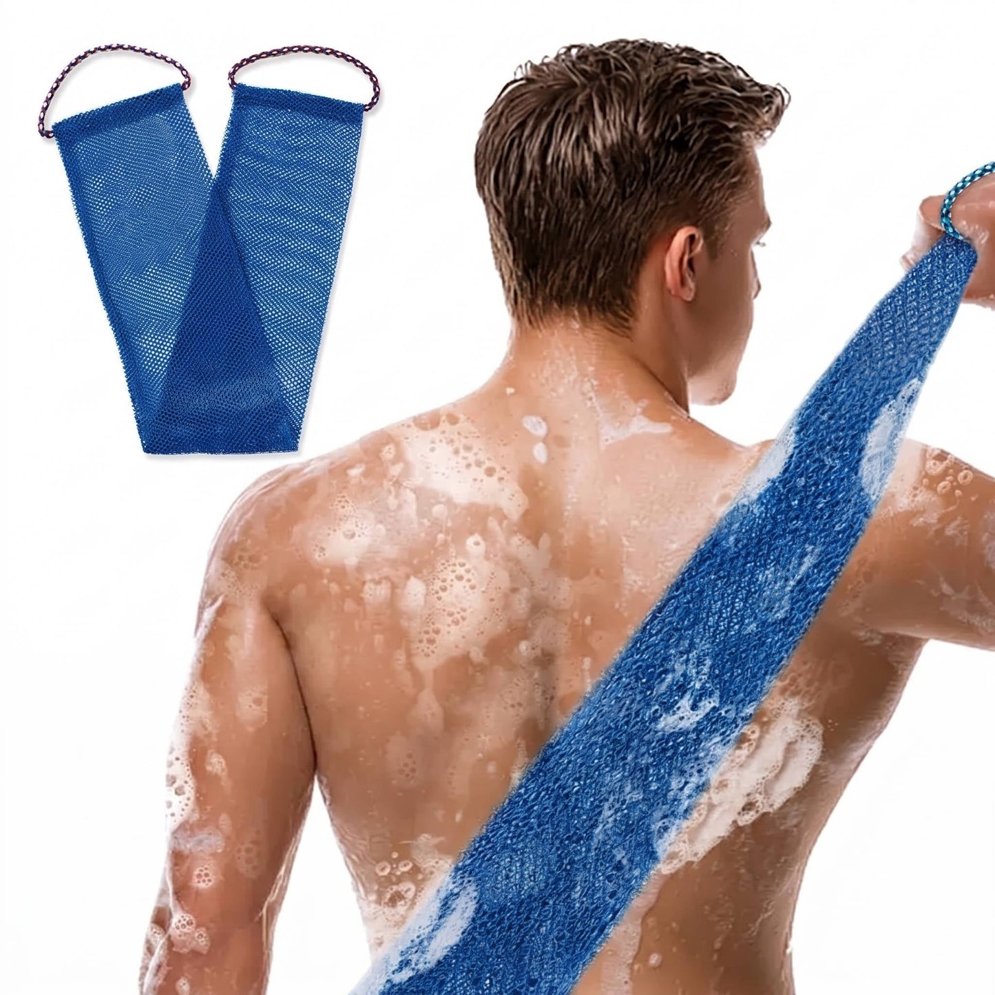 Exfoliating Shower Net Sponge with Drawstring Handles