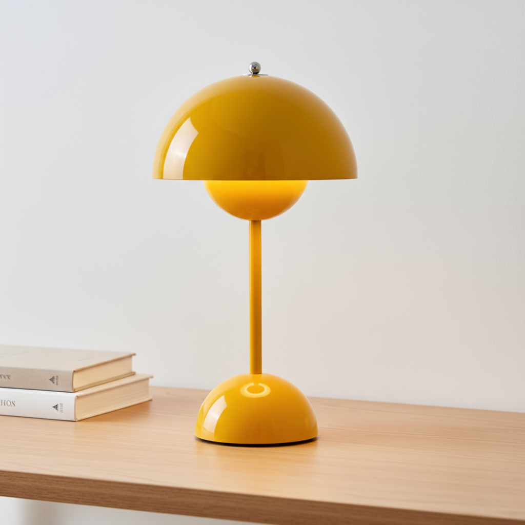 Dimmable Scandinavian Table Lamp with Gold Base