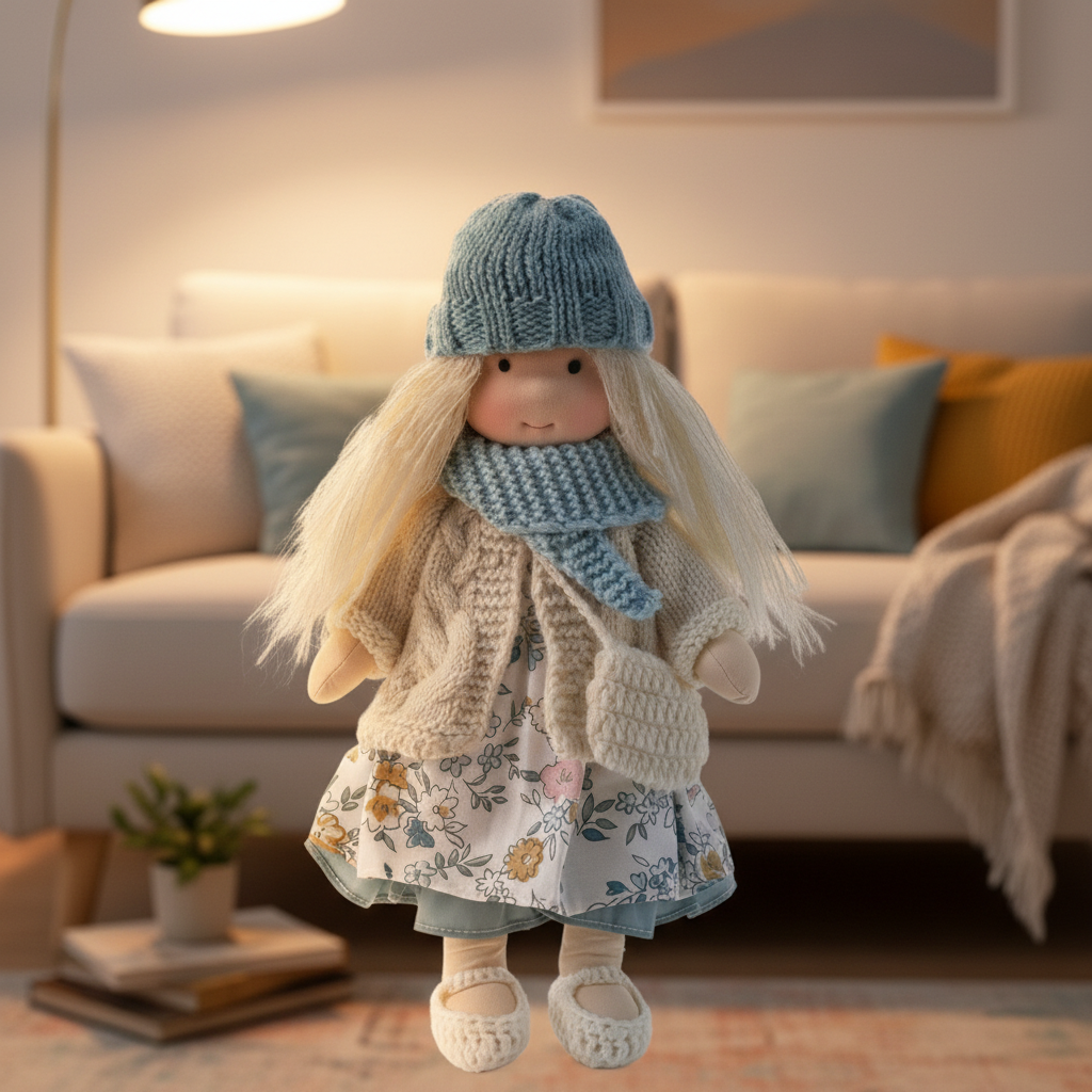 Soft Plush Handmade Waldorf Baby Doll in Cotton