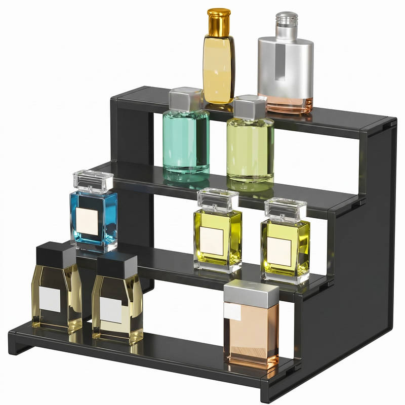 4 Tier Black Acrylic Perfume Display Stand Organizer