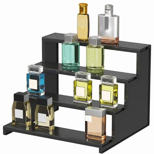 4 Tier Black Acrylic Perfume Display Stand Organizer