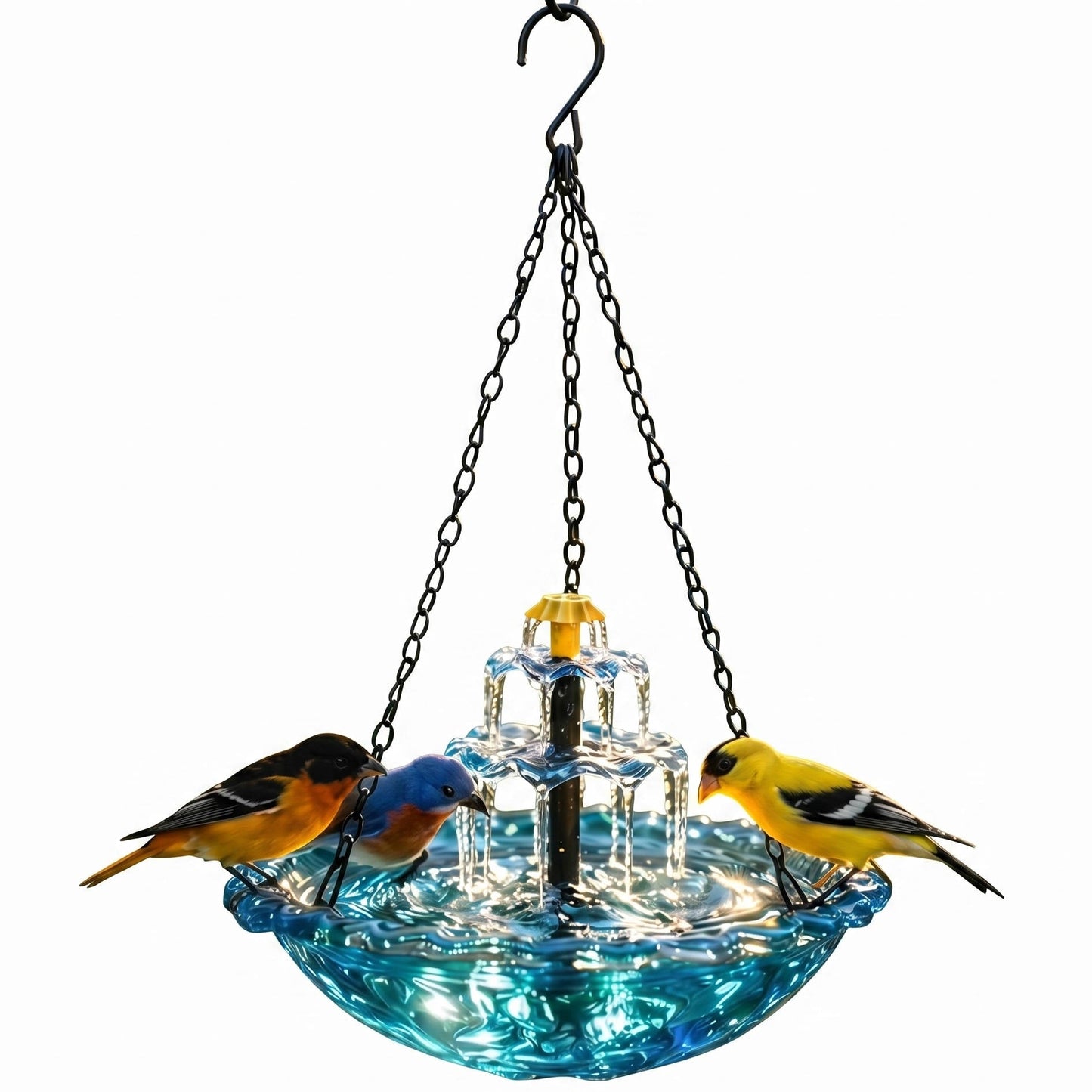 Solar Hanging Bird Bath Fountain with Two-Tier Waterfall