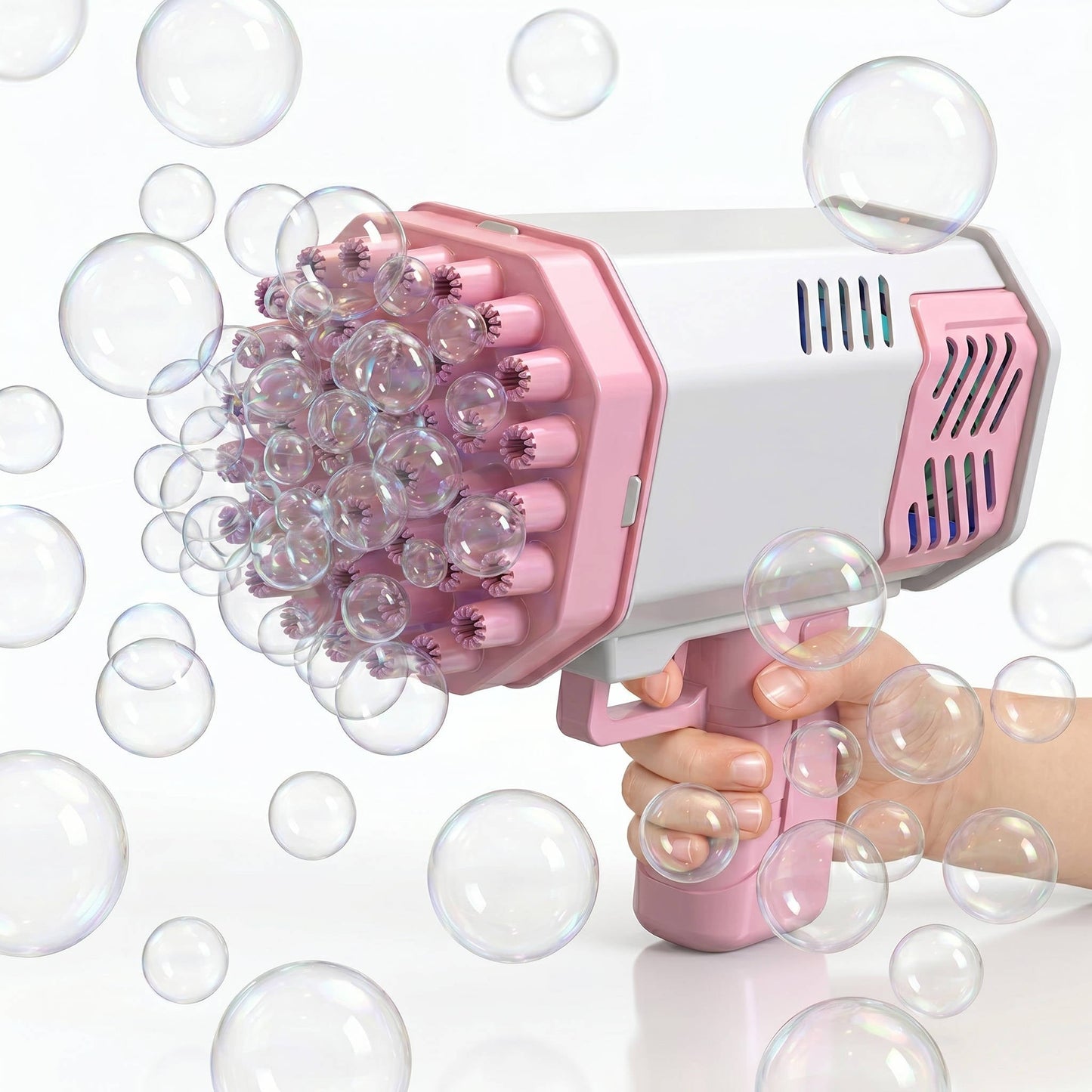 40 Hole LED Bubble Blaster Gun, Gatling Style Automatic Bubble Maker for Kids 3+