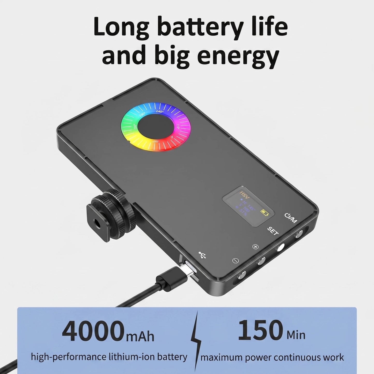 USB Rechargeable RGB Photography Light for Live Streaming and Vlogging