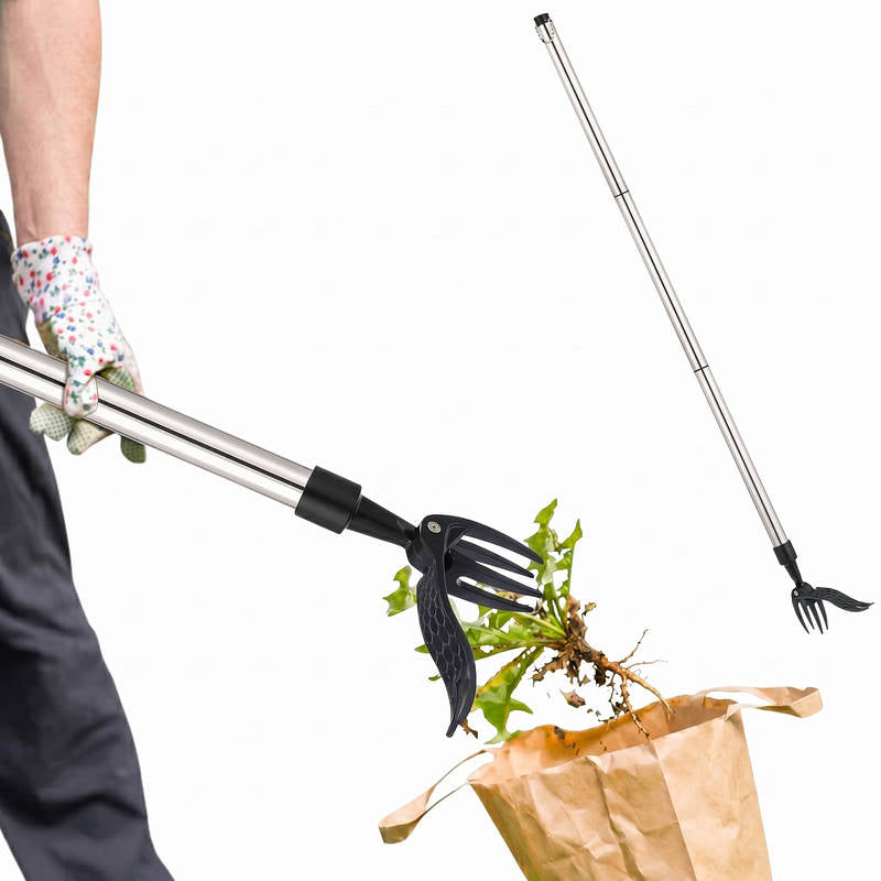Stand Up Weed Puller Tool with Adjustable Stainless Steel Handle