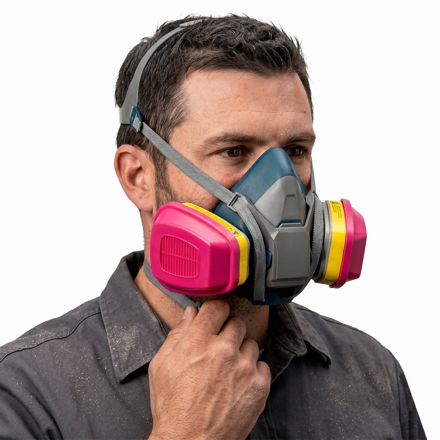 Multi-Purpose Reusable Respirator Mask with Quick Latch and NIOSH 60923 OV/AG/P100 Cartridge, Medium Size