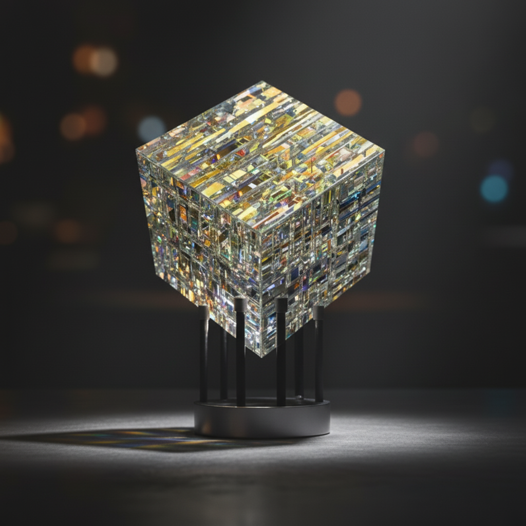 Crystal Rainbow Refraction Cube Art for Desk Decor