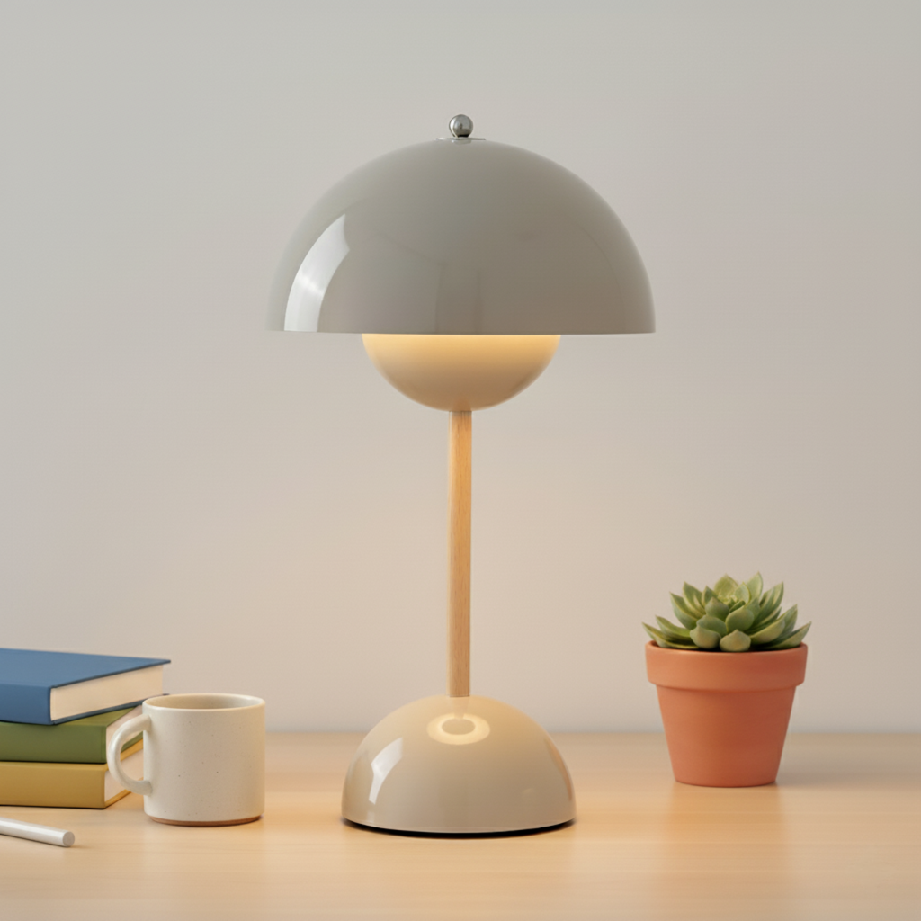 Dimmable Scandinavian Table Lamp with Gold Base