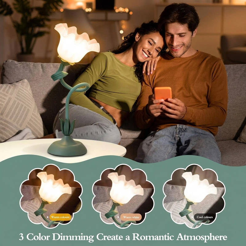 Flower LED Table Lamp with 3 Color Modes and Flexible Gooseneck