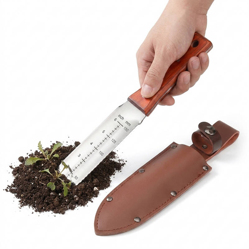 7-Inch Stainless Steel Garden Knife with Leather Sheath