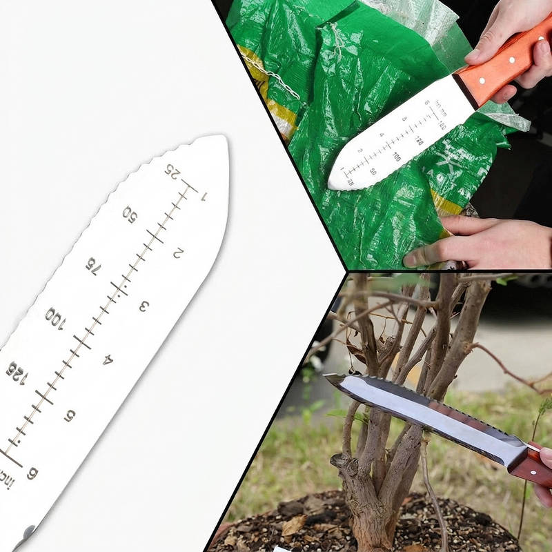 7-Inch Stainless Steel Garden Knife with Leather Sheath